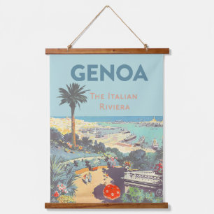 Tapisserie Suspendue Affiche de voyage vintage de Gênes Riviera italien