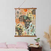 Tapisserie Suspendue Africa Map Decorative Tribal Elements Pattern (Chambre à coucher)