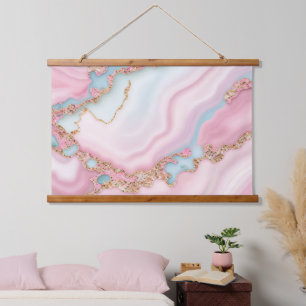 Tapisserie Suspendue Agate Marble Moderne Blue Rose Gold Collection