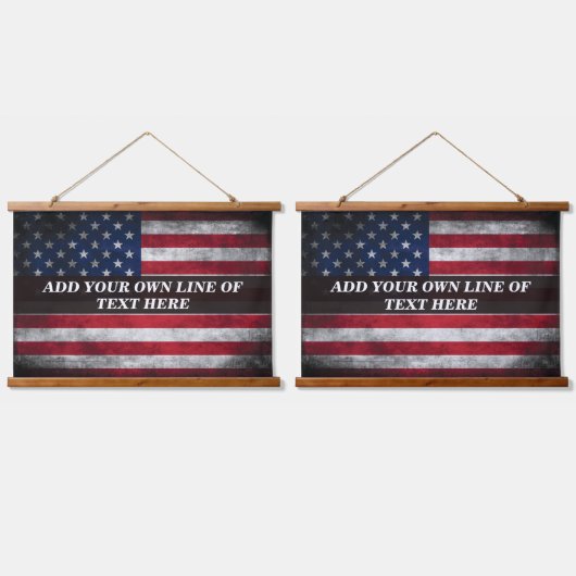 Tapisserie Suspendue Ajouter votre texte sur le drapeau américain (Double)