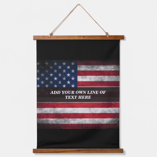 Tapisserie Suspendue Ajouter votre texte sur le drapeau américain (Recto)