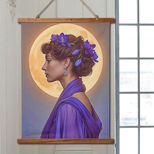 Tapisserie Suspendue Allégorie du Printemps - femme aux fleurs violette