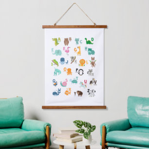 Tapisserie Suspendue Alphabet de doodle animal