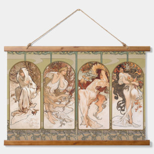 Tapisserie Suspendue Alphonse Mucha Quatre Saisons Panneau Art nouveau 