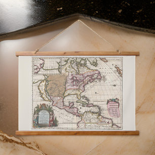 Tapisserie Suspendue Amérique du Nord Rare carte historique de l'ancien