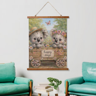 Tapisserie Suspendue Amis Koalas Partageant des Jours Heureux dans les