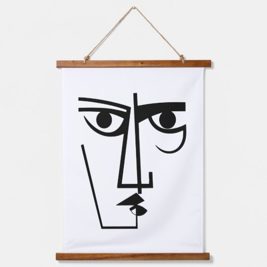 Tapisserie Suspendue Angry Eyes Expression Femme Abstraite Face Line Ar (Recto)