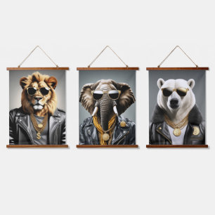 Tapisserie Suspendue Animal cool Avec Lunettes De Soleil Et Veste En Cu