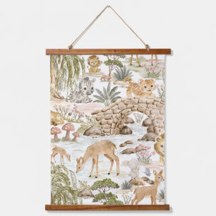 Tapisserie Suspendue Animaux de safari de la forêt à l'aquarelle