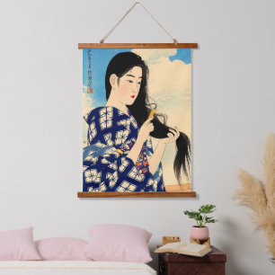 Tapisserie Suspendue Après avoir lavé ses cheveux Ito Shinsui 1936 