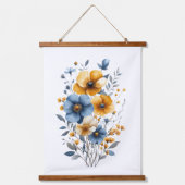 Tapisserie Suspendue Aquarelle bleu orange Floral Boho (Recto)