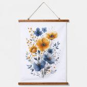 Tapisserie Suspendue Aquarelle bleu orange Floral Boho (Recto 2)