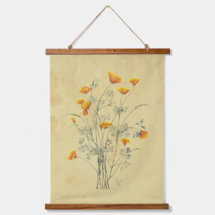 Tapisserie Suspendue Aquarelle California Poppy Flower Floral Art