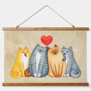 Tapisserie Suspendue Aquarelle Cute Chats Kittens Animaux de compagnie
