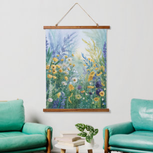 Tapisserie Suspendue Aquarelle Fleurs sauvages colorés, Élégant