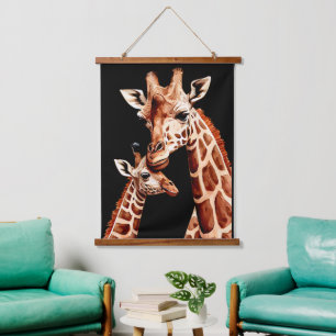 Tapisserie Suspendue Aquarelle girafe mère et bébé