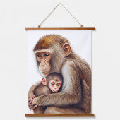 Tapisserie Suspendue Aquarelle mère et bébé singe (Recto)