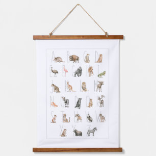 Tapisserie Suspendue Aquarelle mignonne Alphabet animal