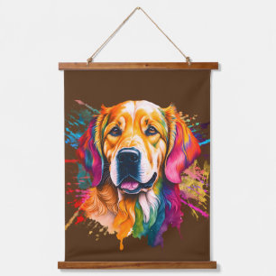 Tapisserie Suspendue Aquarelle Rainbow Golden Retriever