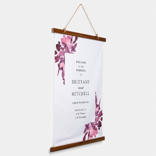 Tapisserie Suspendue Aquarelle romantique Plum Mariage (Angulaire)