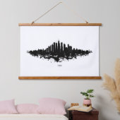 Tapisserie Suspendue Aquarelle Skyline de Chicago noir et blanc (Chambre à coucher)