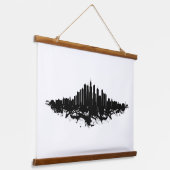 Tapisserie Suspendue Aquarelle Skyline de Chicago noir et blanc (Angulaire)