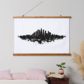 Tapisserie Suspendue Aquarelle Skyline de Chicago noir et blanc (Chambre à coucher)