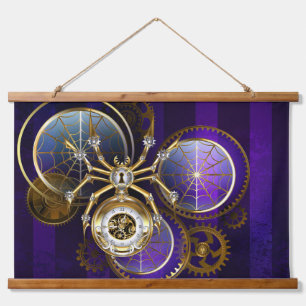 Tapisserie Suspendue Araignée Steampunk sur fond violet