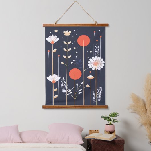 Tapisserie Suspendue Art abstrait floral brillant (Chambre à coucher)