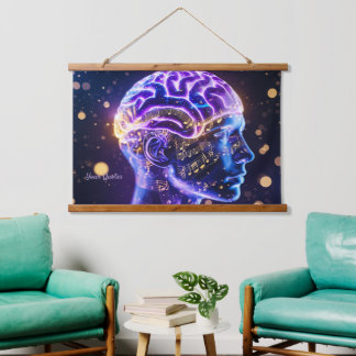 Tapisserie Suspendue Art abstrait moderne du cerveau avec des notes de
