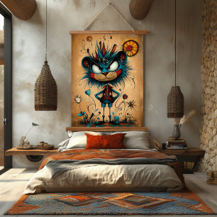 Tapisserie Suspendue Art de personnage de lion abstrait excentrique