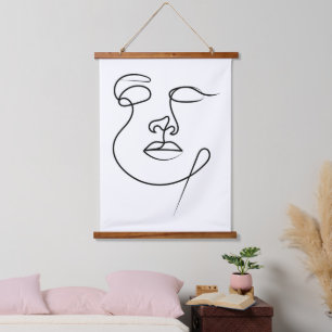 Tapisserie Suspendue Art de visage abstrait minimaliste en une seule li
