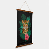 Tapisserie Suspendue Art Floral Jungle Leopard élégant | Noir vert (Angulaire)