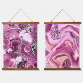 Tapisserie Suspendue Art fluide en marbre rose, mauve et magenta (Double)