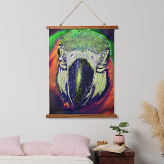Tapisserie Suspendue Art Imaginaire De L'Arrière Et Du Bleu Macaw Face (Chambre à coucher)