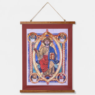 Tapisserie Suspendue Art religieux chrétien médiéval Christ en Majesté