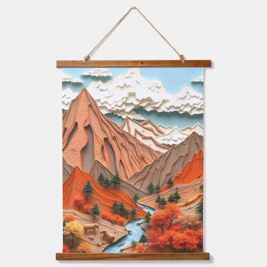 Tapisserie Suspendue Assemblage 03 : Montagnes Orange (Recto)