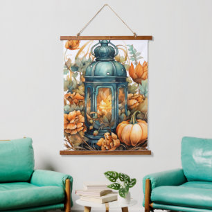 Tapisserie Suspendue Automne Thanksgiving Citrouille Lanterne Harvest