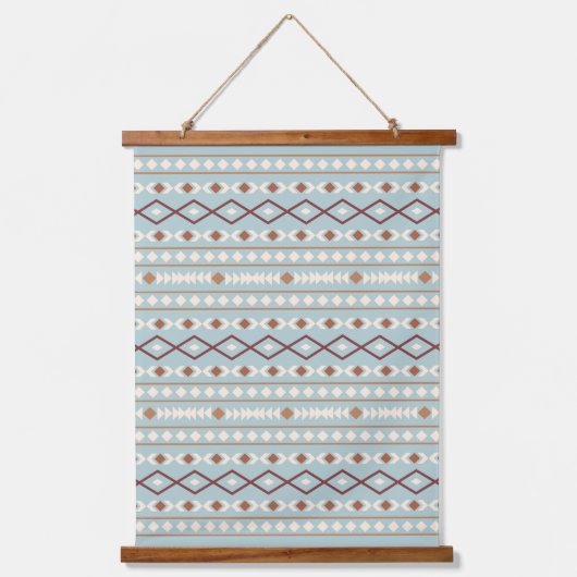 Tapisserie Suspendue Aztec Formes Motif Rusts Crème Turquoise-Bleu (Recto)