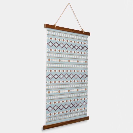 Tapisserie Suspendue Aztec Formes Motif Rusts Crème Turquoise-Bleu (Angulaire)