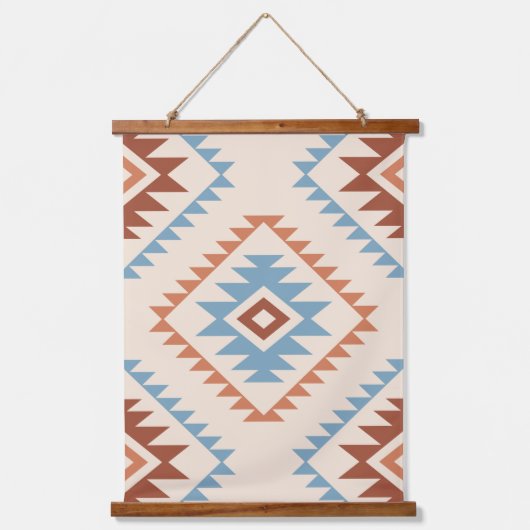 Tapisserie Suspendue Aztec Style Motif Lg Motif Bleu Crm Terracottas (Recto)