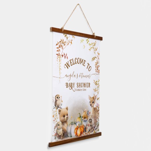Tapisserie Suspendue Baby shower Citrouille de Fall Woodland Little (Angulaire)