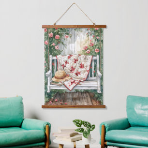 Tapisserie Suspendue Balançoire Vintage Rose avec Charme de Courtepoint