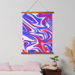 Tapisserie Suspendue Balle patriotique : Marbre blanc rouge et bleu,