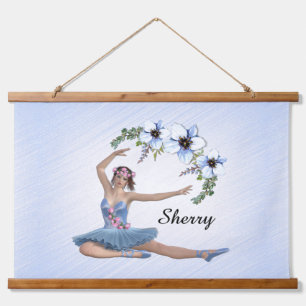 Tapisserie Suspendue Ballerina en bleu Nom personnel