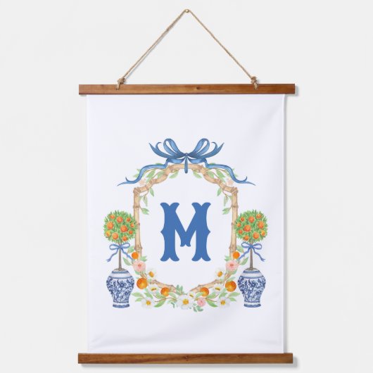 Tapisserie Suspendue Bambou & Cimier Topiaire Orange | Monogramme à 1 l (Recto)