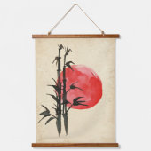 Tapisserie Suspendue Bambou devant un soleil rouge (Recto)