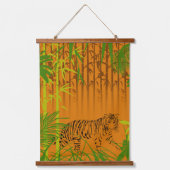 Tapisserie Suspendue Bambou et léopard tropicaux (Recto)