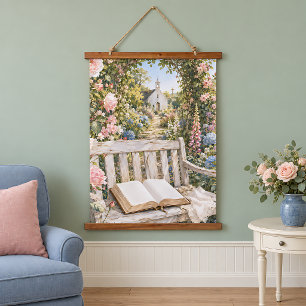Tapisserie Suspendue Banc de jardin de prière Chapelle Aquarelle