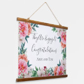 Tapisserie Suspendue Bannière de fiançailles à fleurs de pivoine rose p (Angulaire)